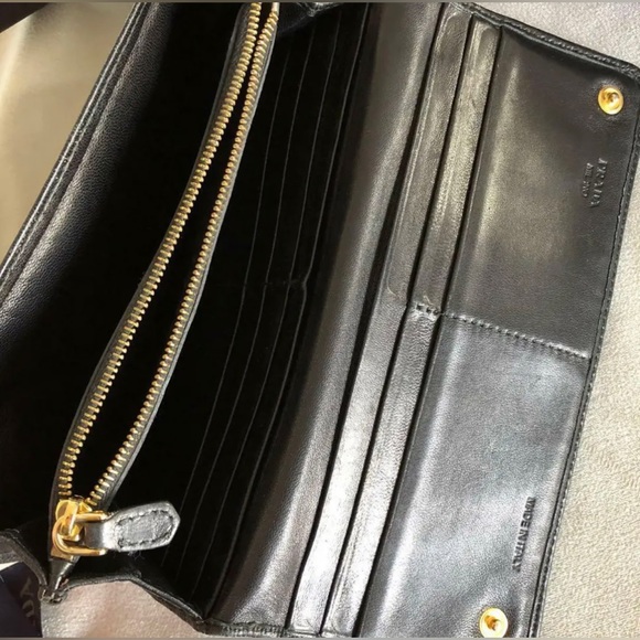 PRADA BUNDLE Nero Wallet Box Dust Cloth Ribbon Authenticity Card Envelope - Picture 5 of 11